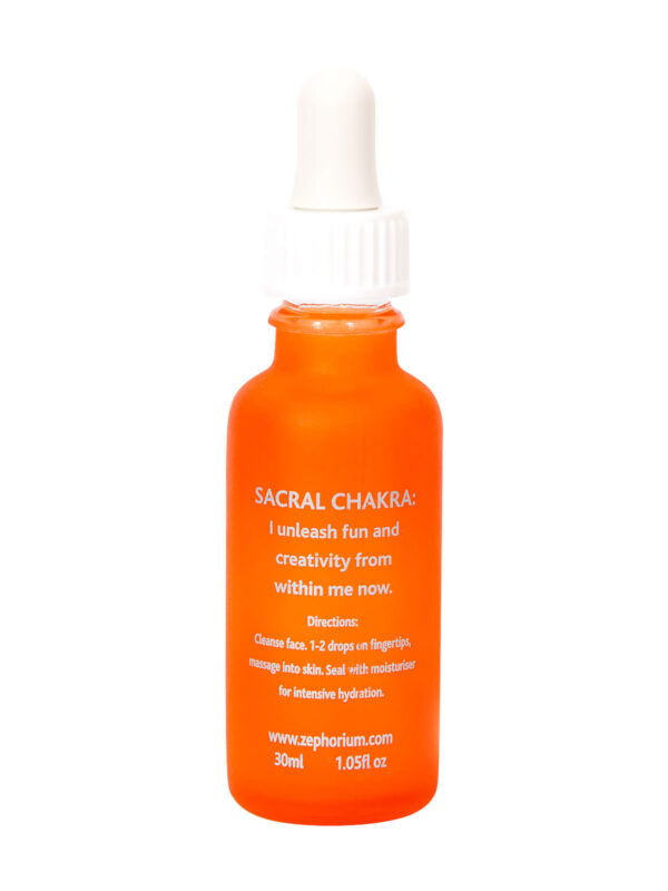 Zephorium Soul Tonics Sacral Chakra Carnelian Crystal Freedom and Creativity Regeneration Organic Face Serum with Sweet Orange Oil, Carrot Oil and Apricot Kernel Oil