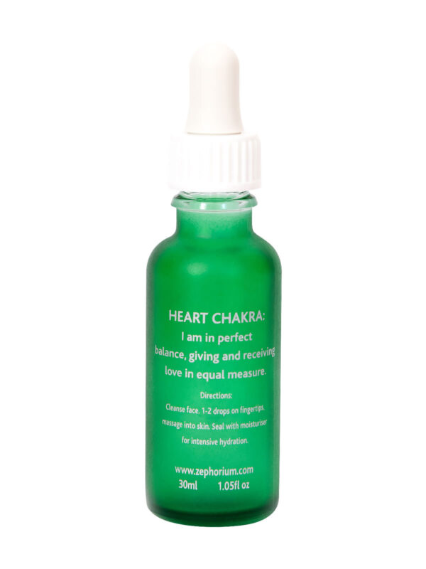 Zephorium Soul Tonics Tonics (Green) Heart Chakra Emerald Crystal Balance and Protection Nourishing Organic Face Serum with Jasmine Oil, Avocado Oil and Apricot Kernel Oil