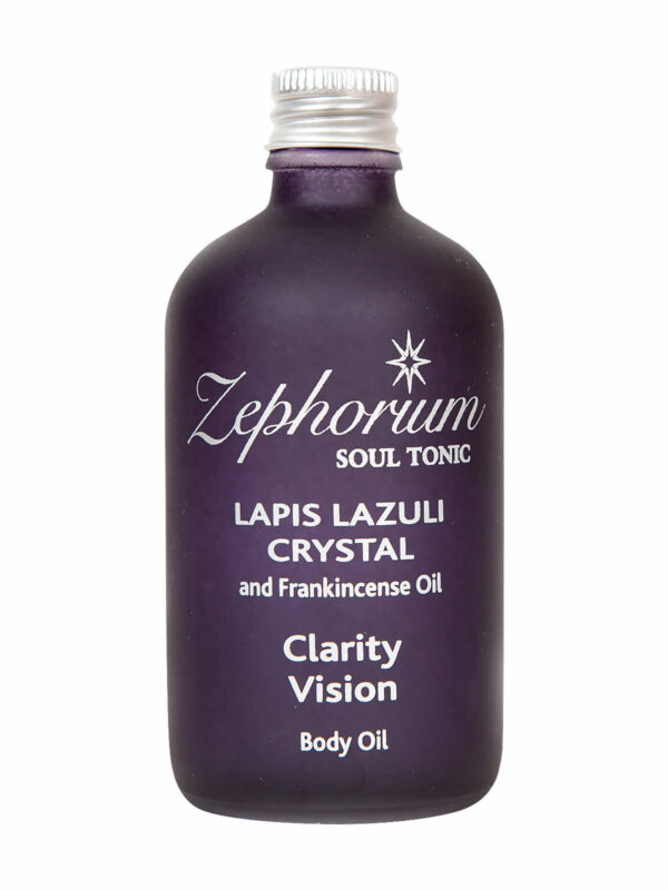 Zephorium Soul Tonics Brow Lapis Lazuli Crystal Clarity and Vision Frankincense Oil Natural Body and Massage Oil