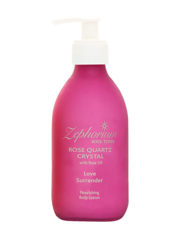 Zephorium Soul Tonics Heart Chakra Rose Quartz Crystal Love and Surrender Rose Oil Luxury Organic Body Lotion