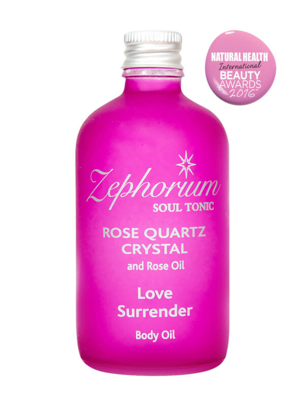 Zephorium Soul Tonics Heart Chakra Rose Quartz Crystal Love and Surrender Rose Oil Natural Body and Massage Oil