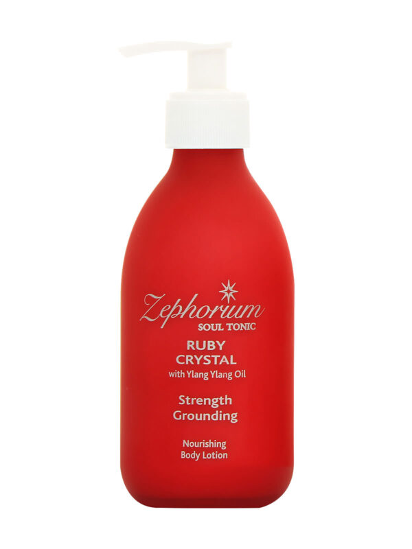 Zephorium Soul Tonics Base Chakra Ruby Crystal Balance and Protection Ylang Ylang Luxury Organic Body Lotion