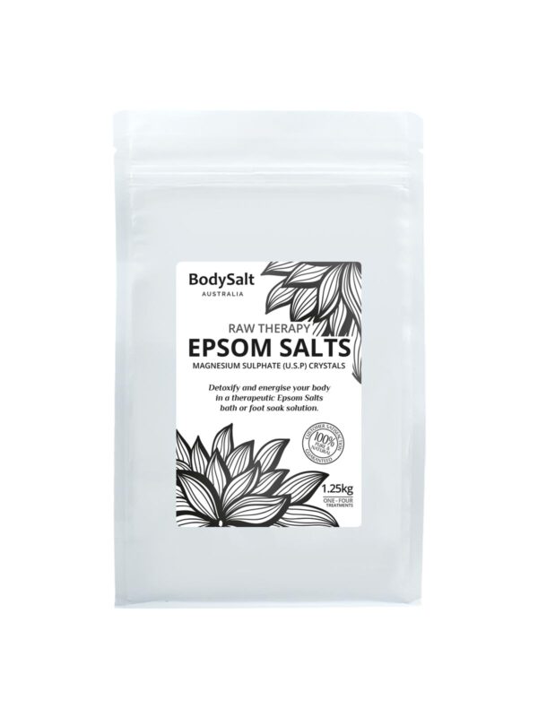 BodySalt Raw Therapy Food Grade Epsom Salts 1kg, Food Grade USP, Magnesium Sulphate